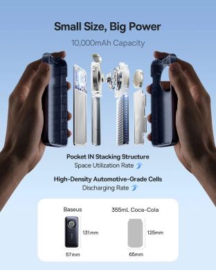 Зовнішній акумулятор Baseus EnerCore CR11 45W (10000mAh) + кабель Type-C (E0027G00) - Black