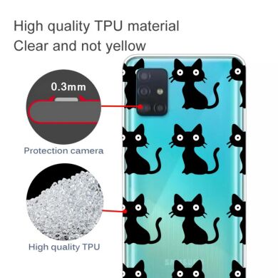 Силиконовый (TPU) чехол Deexe Pretty Glossy для Samsung Galaxy A71 (A715) - Black Cat