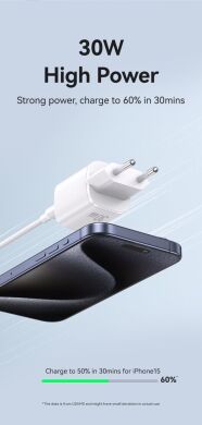 Сетевое зарядное устройство USAMS US-CC254 GaN 30W (USB + Type-C) - Black