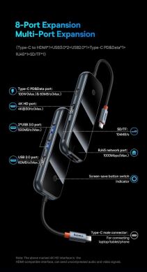 USB HUB Baseus AcmeJoy 7 in 1 (WKJZ010413) - Dark Gray