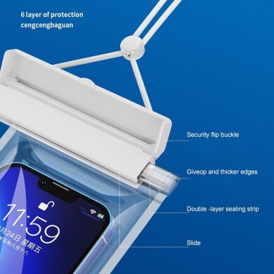 Влагозащитный чехол Deexe Waterproof Pouch для смартфонов с диагональю до 7.2 дюймов - Sapphire