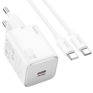 Сетевое зарядное устройство Hoco N40 Mighty 1C PD20W + кабель Type-C to Type-C - White
