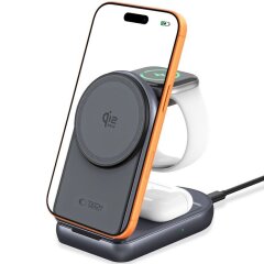 Беспроводное зарядное устройство Tech-Protect A53 3 in 1 Magnetic (25W) QI2.2 (5906302323890) - Grey