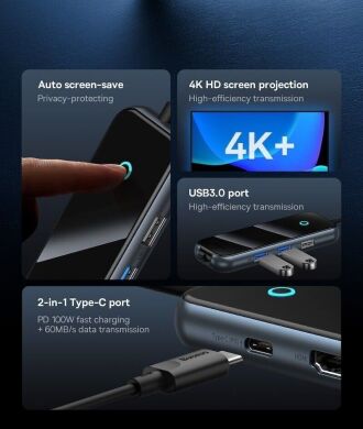 USB HUB Baseus AcmeJoy 7 in 1 (WKJZ010413) - Dark Gray