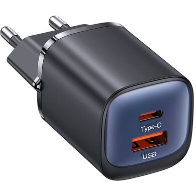Сетевое зарядное устройство USAMS US-CC254 GaN 30W (USB + Type-C) - Black