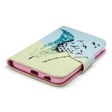 Чехол-книжка Deexe Color Wallet для Samsung Galaxy J4 2018 (J400) - Feather Pattern