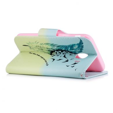 Чехол-книжка Deexe Color Wallet для Samsung Galaxy J4 2018 (J400) - Feather Pattern