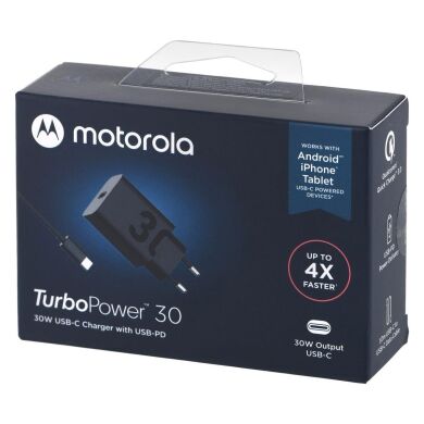 Сетевое зарядное устройство Motorola TurboPower 30W + кабель Type-C to Type-C (SJMC302) - Black