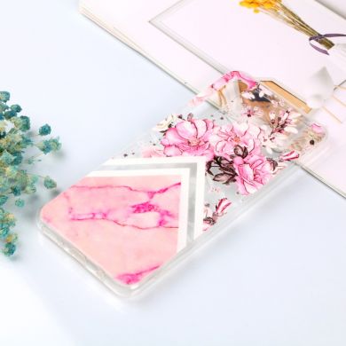 Силіконовий чохол UniCase 3D Diamond Pattern для Samsung Galaxy A7 2018 (A750) - Pink Flower and Marble Pattern
