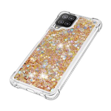 Силиконовый (TPU) чехол Deexe Liquid Glitter для Samsung Galaxy A22 (A225) / M22 (M225) - Diamond Gold Hearts