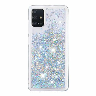 Силіконовий (TPU) чохол Deexe Liquid Glitter для Samsung Galaxy A51 (А515) - Silver