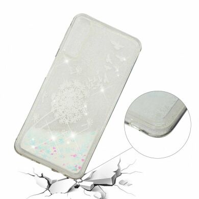 Силиконовый (TPU) чехол Deexe Liquid Glitter для Samsung Galaxy A7 2018 (A750) - Dandelion and Birds