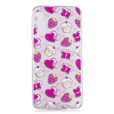 Силиконовый (TPU) чехол Deexe Pretty Glossy для Samsung Galaxy A7 2018 (A750) - Cakes and Strawberries