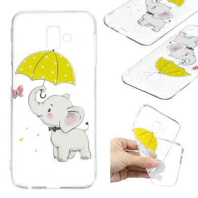 Силіконовий (TPU) чохол Deexe Pretty Glossy для Samsung Galaxy J6+ (J610) - Elephant Holding an Umbrella