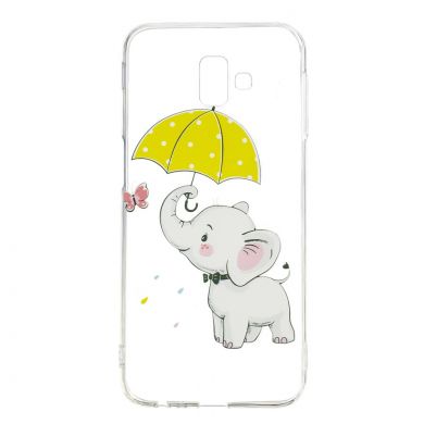 Силіконовий (TPU) чохол Deexe Pretty Glossy для Samsung Galaxy J6+ (J610) - Elephant Holding an Umbrella