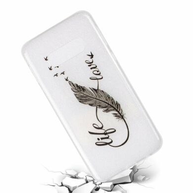 Силіконовий (TPU) чохол Deexe Pretty Glossy для Samsung Galaxy S10e (G970) - Black Feather