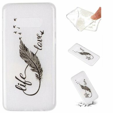 Силіконовий (TPU) чохол Deexe Pretty Glossy для Samsung Galaxy S10e (G970) - Black Feather