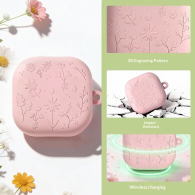 Захисний чохол Deexe Flower Pattern для Samsung Galaxy Buds 4 / Buds 4 Pro - Dark Grey