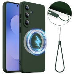Захисний чохол Deexe Silicone Case with MagSafe для Samsung Galaxy S26 FE - Dark Green