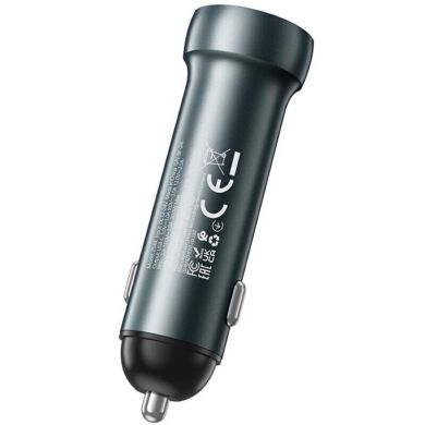 Автомобільний зарядний пристрій Hoco Z54A 48W (USB + Type-C) - Metal Grey