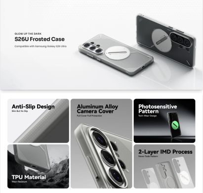Защитный чехол AULUMU Frosted Glow Case для Samsung Galaxy S26 Ultra (S948) - Transparent Grey