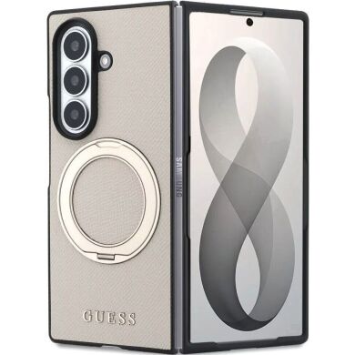 Защитный чехол Guess Magnetic Ring Stand Grained Classic Logo MagSafe для Samsung Galaxy Fold 8 Ultra (GUHMZFD86PSGRSCLE) - Beige