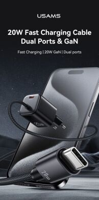 Сетевое зарядное устройство USAMS US-CC261 GaN 20W (Type-C) + кабель Type-C - Black