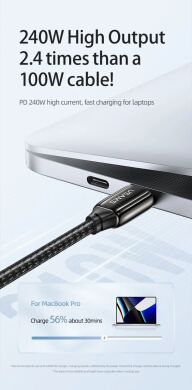Кабель USAMS US-SJ580 Type-C to Type-C (240W, 1.2m) - Black