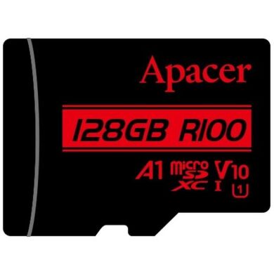 Карта памяти Apacer microSDXC UHS-I 128GB R100 V10 A1 + адаптер (AP128GMCSX10UB-R) - Black