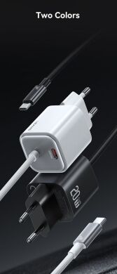 Сетевое зарядное устройство USAMS US-CC261 GaN 20W (Type-C) + кабель Type-C - Black