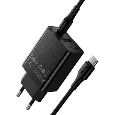 Мережевий зарядний пристрій Hoco CS95A PD30W + QC3.0 + кабель Type-C to Type-C - Black