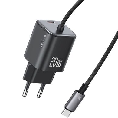 Сетевое зарядное устройство USAMS US-CC261 GaN 20W (Type-C) + кабель Type-C - Black