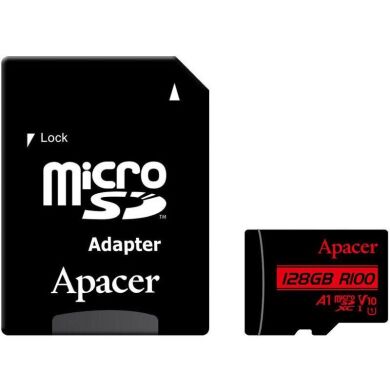 Карта памяти Apacer microSDXC UHS-I 128GB R100 V10 A1 + адаптер (AP128GMCSX10UB-R) - Black