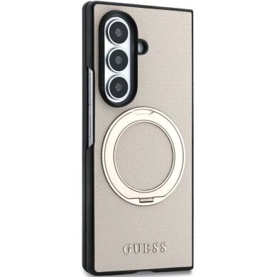 Защитный чехол Guess Magnetic Ring Stand Grained Classic Logo MagSafe для Samsung Galaxy Fold 8 Ultra (GUHMZFD86PSGRSCLE) - Beige