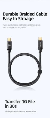 Кабель USAMS US-SJ580 Type-C to Type-C (240W, 1.2m) - Black