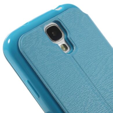 Чехол Deexe Wood Grain для Samsung Galaxy S4 (i9500) - Blue