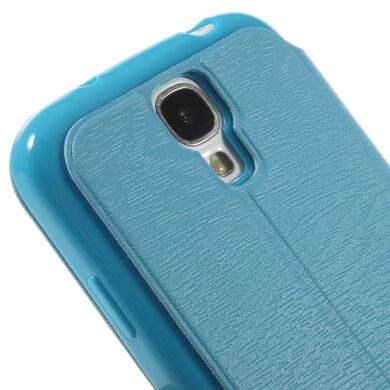 Чехол Deexe Wood Grain для Samsung Galaxy S4 (i9500) - Blue
