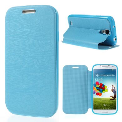 Чехол Deexe Wood Grain для Samsung Galaxy S4 (i9500) - Blue