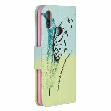 Чехол-книжка Deexe Color Wallet для Samsung Galaxy A10s (A107) - Feather Pattern