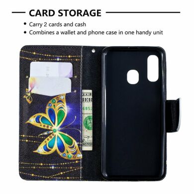 Чохол-книжка Deexe Color Wallet для Samsung Galaxy A40 (А405) - Butterfly with Diamond