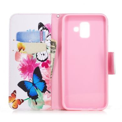 Чехол-книжка Deexe Color Wallet для Samsung Galaxy A6 2018 (A600) - Butterfly in Flowers B