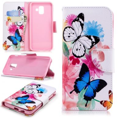 Чехол-книжка Deexe Color Wallet для Samsung Galaxy A6 2018 (A600) - Butterfly in Flowers B