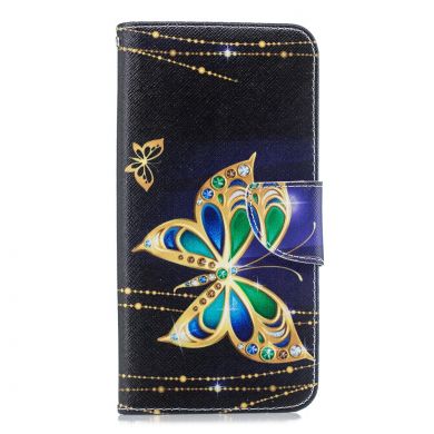 Чехол-книжка Deexe Color Wallet для Samsung Galaxy J6+ (J610) - Rhinestone Decor Butterfly
