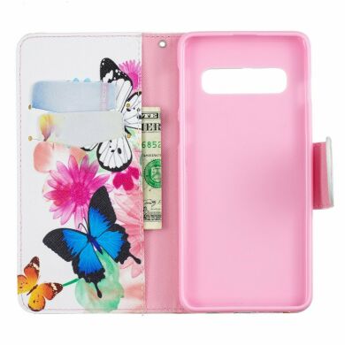 Чохол-книжка Deexe Color Wallet для Samsung Galaxy S10 (G973) - Butterflies and Flowers