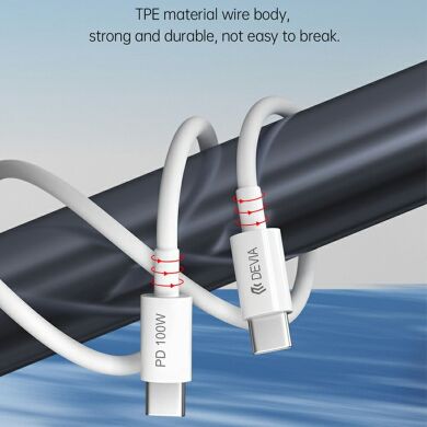 Кабель DEVIA EC317 Smart Series Type-C to Type-C 100W (5A, 1.5m) - White