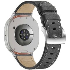 Кожаный ремешок Deexe Genuine Leather для Samsung Galaxy Watch 8 (40/44mm) / 8 Classic - Black