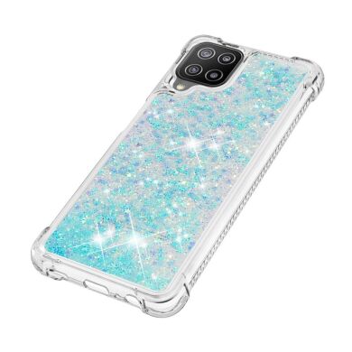 Силиконовый (TPU) чехол Deexe Liquid Glitter для Samsung Galaxy A22 (A225) / M22 (M225) - Silver Blue Stars