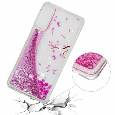 Силиконовый (TPU) чехол Deexe Liquid Glitter для Samsung Galaxy A7 2018 (A750) Falling Flower