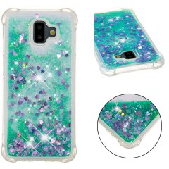 Силіконовий (TPU) чохол Deexe Liquid Glitter для Samsung Galaxy J6+ (J610) - Green