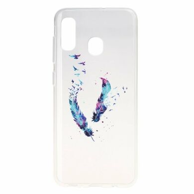 Силиконовый (TPU) чехол Deexe Pretty Glossy для Samsung Galaxy A10s (A107) - Feathers